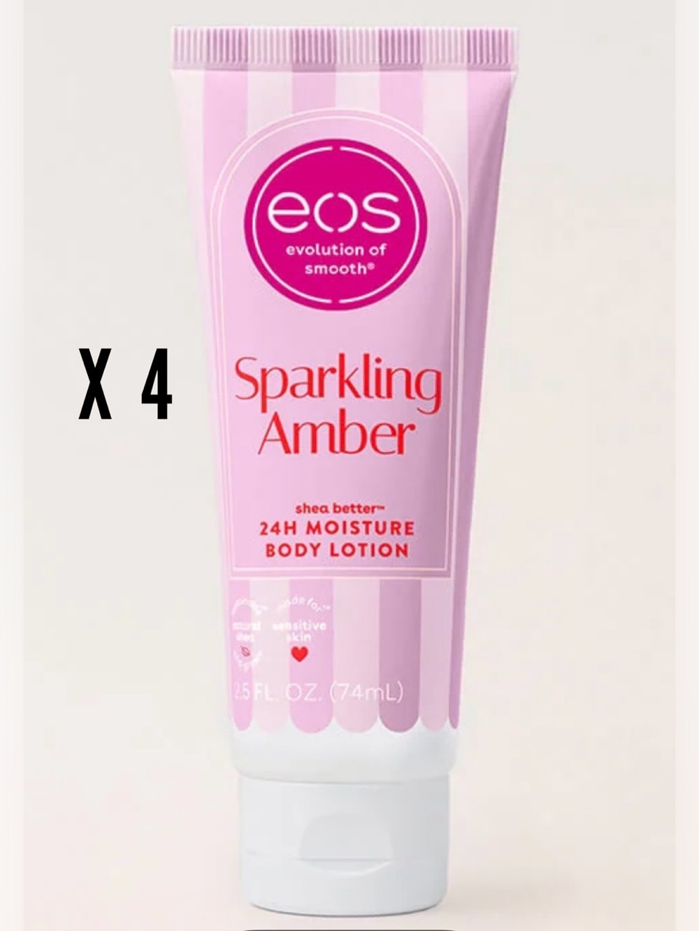 eos Sparkling Amber 24H Moisture Body Lotion - Pink 2.5 Oz x 4